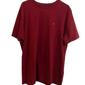 Tommy Hilfiger T Shirt Large Burgundy Crewneck Flag Logo Tee